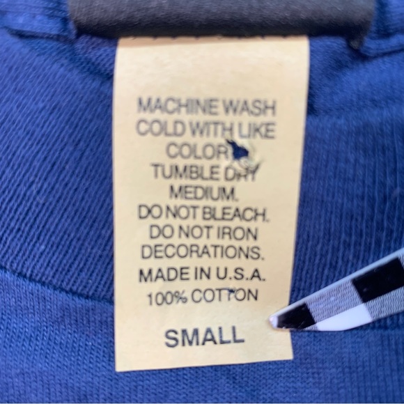 Vintage Virginia City (Nevada) T Shirt Solid Navy Blue With Logo, US Flag, Small - Picture 6 of 11